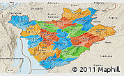 Political Panoramic Map of Burundi, shaded relief outside, bathymetry sea
