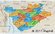 Political Panoramic Map of Burundi, shaded relief outside