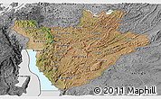 Satellite Panoramic Map of Burundi, desaturated, land only