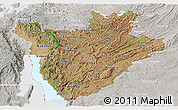 Satellite Panoramic Map of Burundi, lighten, semi-desaturated, land only