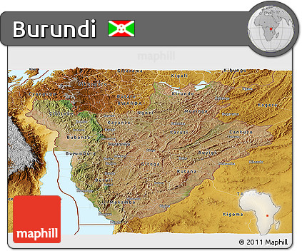 Satellite Panoramic Map of Burundi, physical outside