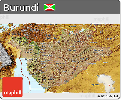 Satellite Panoramic Map of Burundi, physical outside