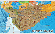 Satellite Panoramic Map of Burundi, political outside