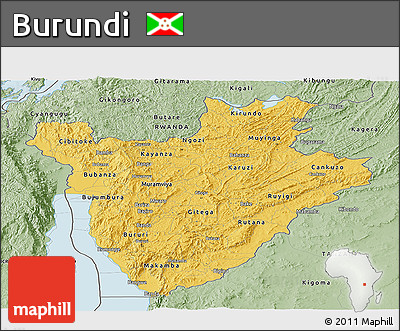 Savanna Style Panoramic Map of Burundi