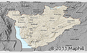 Shaded Relief Panoramic Map of Burundi, darken, desaturated