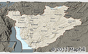 Shaded Relief Panoramic Map of Burundi, darken, land only