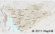 Shaded Relief Panoramic Map of Burundi, lighten, land only