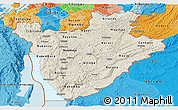 Shaded Relief Panoramic Map of Burundi, political outside
