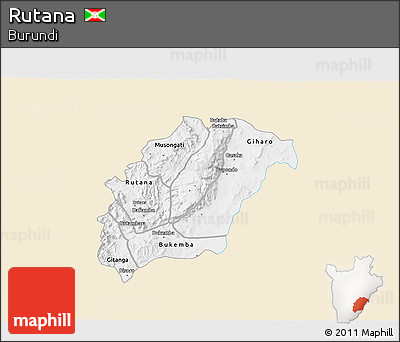 Classic Style 3D Map of Rutana, single color outside