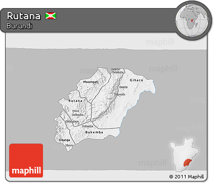 Gray 3D Map of Rutana, single color outside