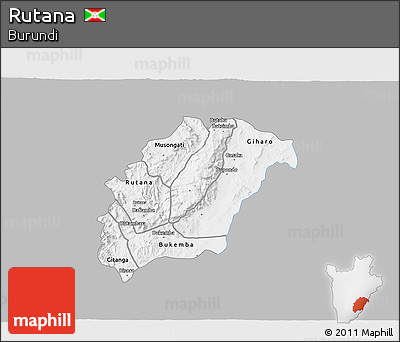 Gray 3D Map of Rutana, single color outside