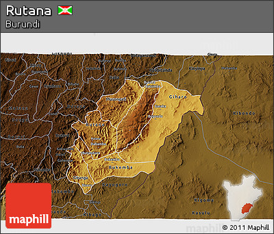 Physical 3D Map of Rutana, darken