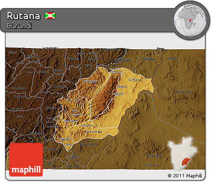 Physical 3D Map of Rutana, darken