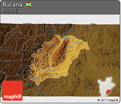 Physical 3D Map of Rutana, darken