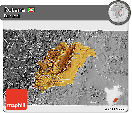 Physical 3D Map of Rutana, desaturated