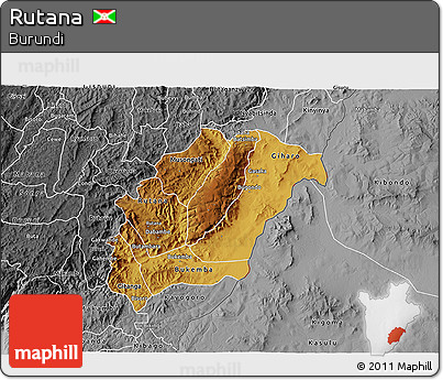 Physical 3D Map of Rutana, desaturated