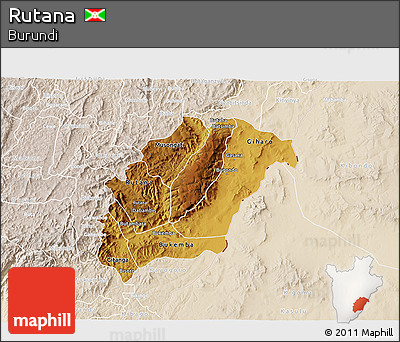 Physical 3D Map of Rutana, lighten