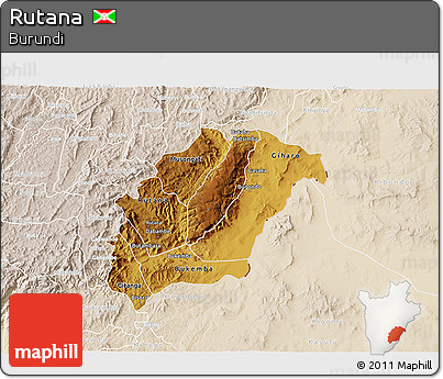 Physical 3D Map of Rutana, lighten
