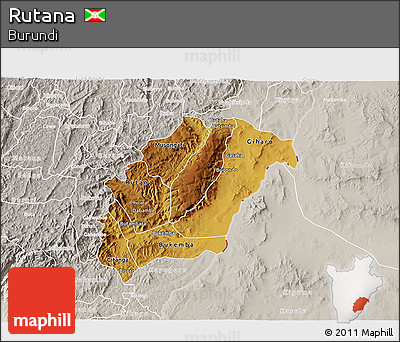Physical 3D Map of Rutana, lighten, semi-desaturated