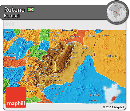 Physical 3D Map of Rutana, political outside