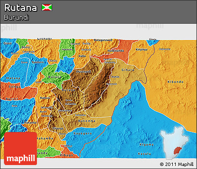 Physical 3D Map of Rutana, political outside