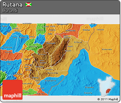 Physical 3D Map of Rutana, political outside