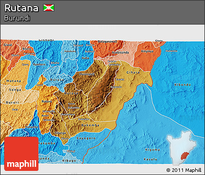 Physical 3D Map of Rutana, political shades outside