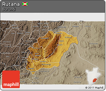 Physical 3D Map of Rutana, semi-desaturated