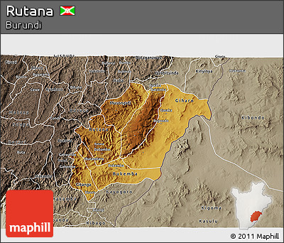 Physical 3D Map of Rutana, semi-desaturated