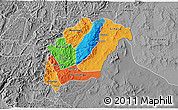 Political 3D Map of Rutana, desaturated