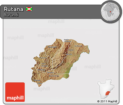 Satellite 3D Map of Rutana, cropped outside