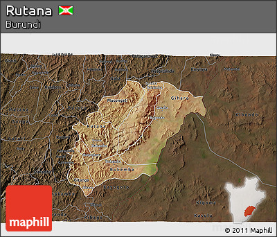 Satellite 3D Map of Rutana, darken