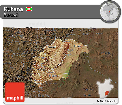 Satellite 3D Map of Rutana, darken