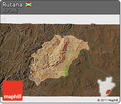 Satellite 3D Map of Rutana, darken
