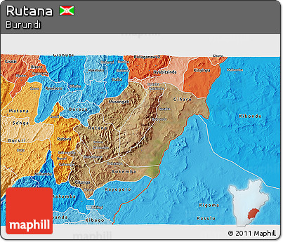 Satellite 3D Map of Rutana, political shades outside
