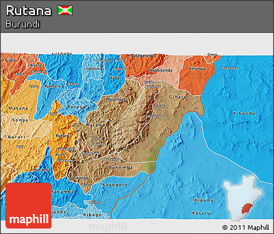 Satellite 3D Map of Rutana, political shades outside