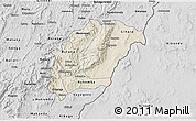 Shaded Relief 3D Map of Rutana, desaturated