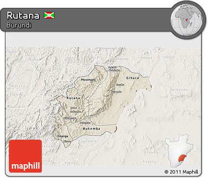 Shaded Relief 3D Map of Rutana, lighten