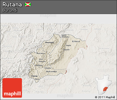 Shaded Relief 3D Map of Rutana, lighten