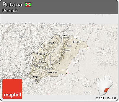Shaded Relief 3D Map of Rutana, lighten