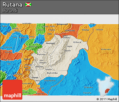 Shaded Relief 3D Map of Rutana, political outside