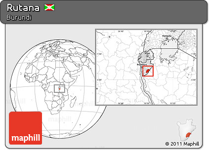Blank Location Map of Rutana, within the entire country