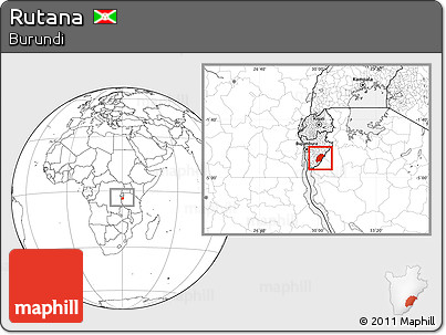 Blank Location Map of Rutana, within the entire country