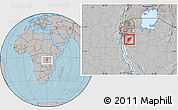 Gray Location Map of Rutana, hill shading