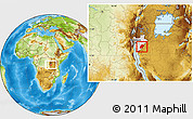 Physical Location Map of Rutana, highlighted country, within the entire country