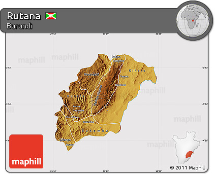 Physical Map of Rutana, cropped outside