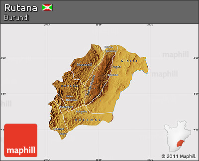 Physical Map of Rutana, cropped outside
