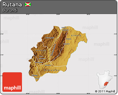 Physical Map of Rutana, cropped outside