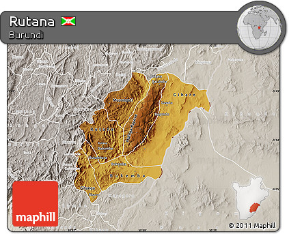Physical Map of Rutana, lighten, semi-desaturated