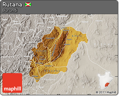 Physical Map of Rutana, lighten, semi-desaturated